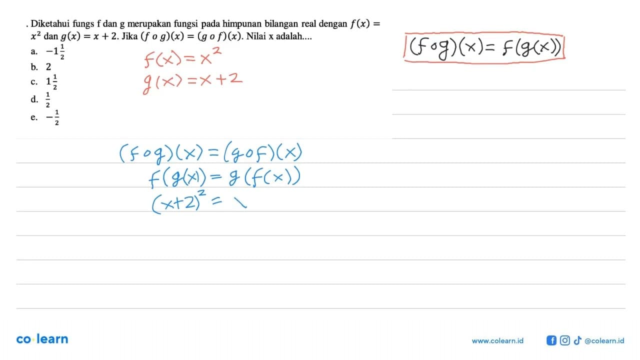 Diketahui fungsi f dan g merupakan fungsi pada himpunan