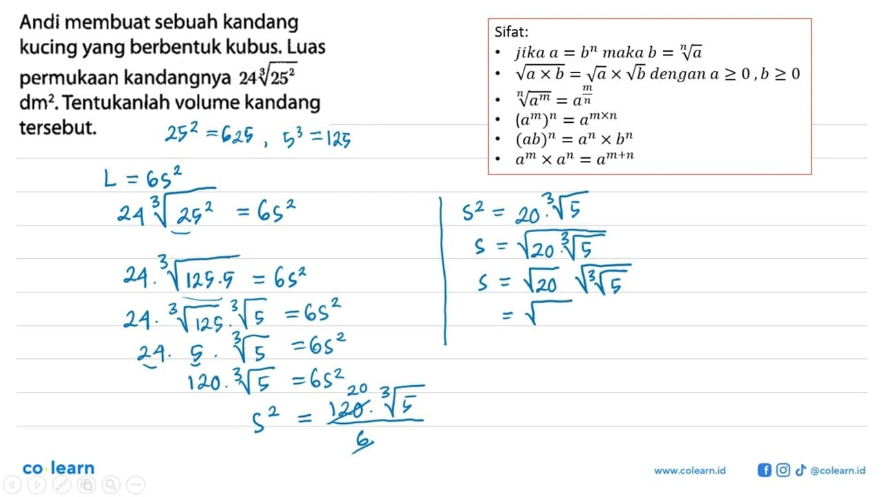 Andi membuat sebuah kandang kucing yang berbentuk kubus.