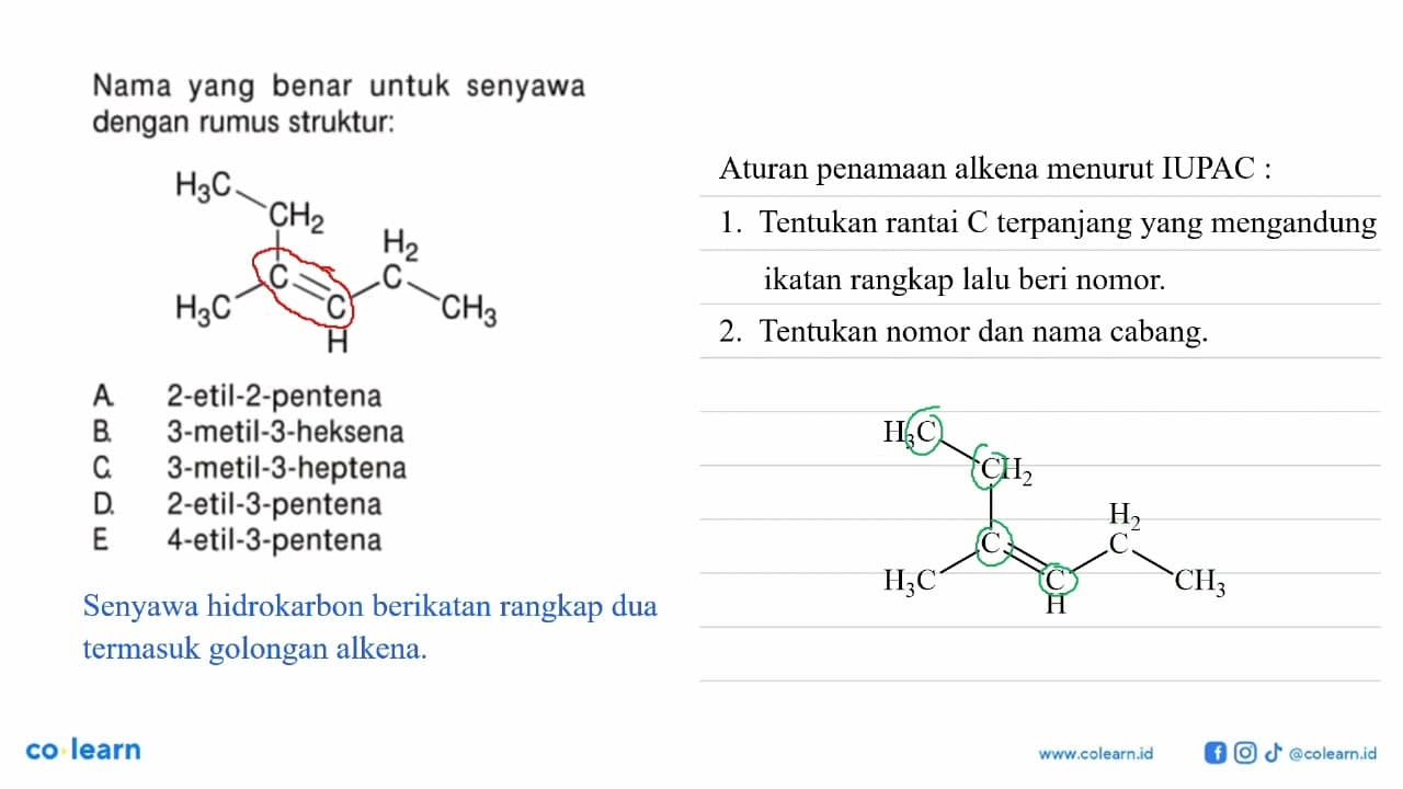 Nama yang benar untuk senyawa dengan rumus struktur: H3C