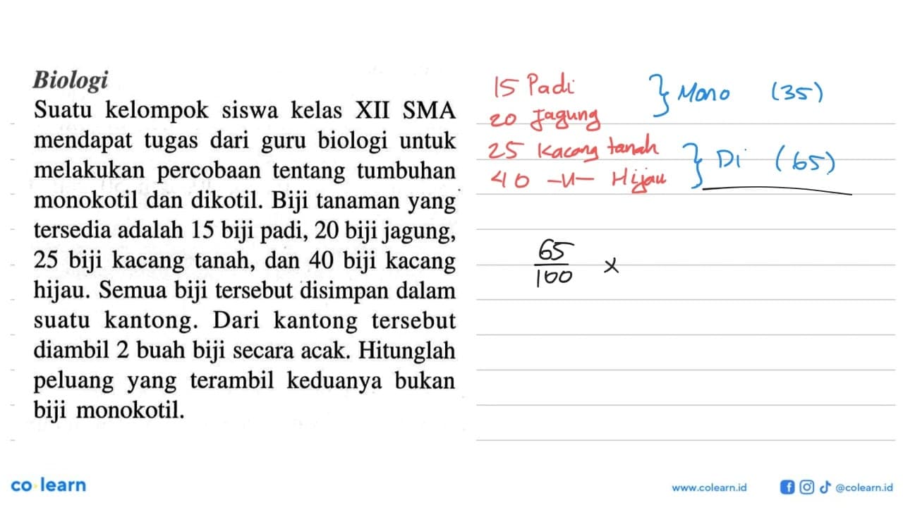 Biologi Suatu kelompok siswa kelas XII SMA mendapat tugas