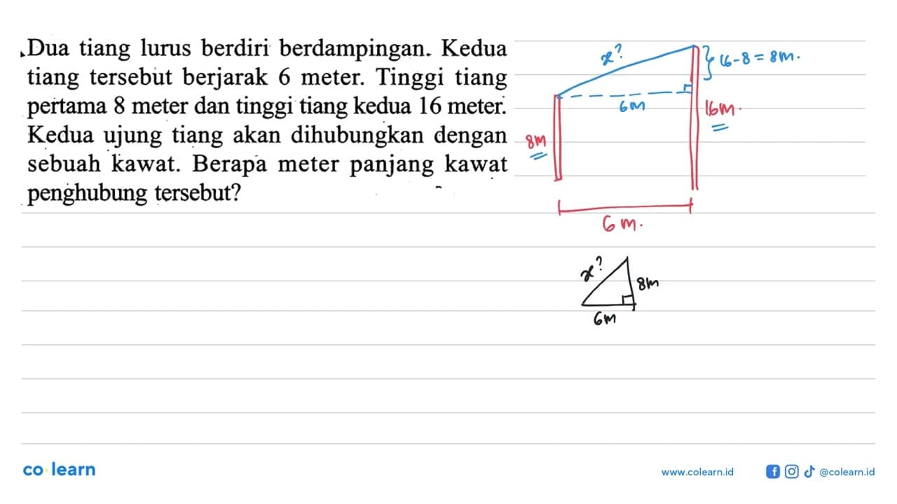 Dua tiang lurus berdiri berdampingan. Kedua tiang tersebut