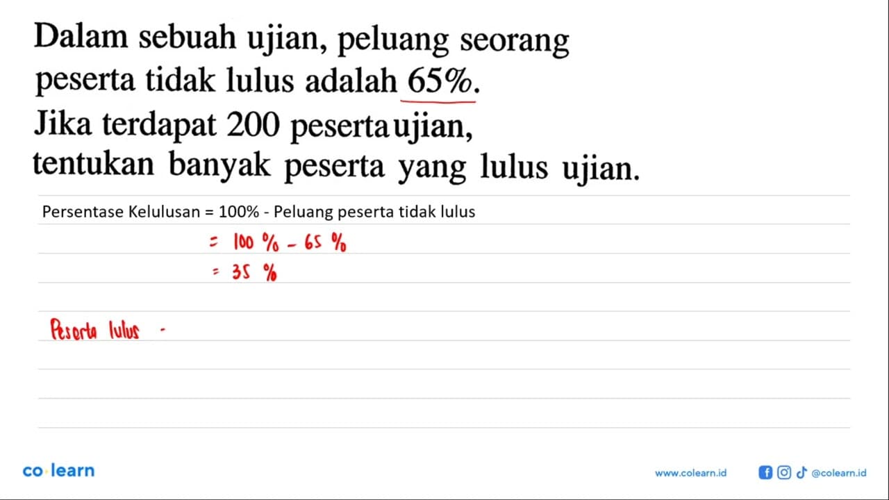 Dalam sebuah ujian, peluang seorang peserta tidak lulus