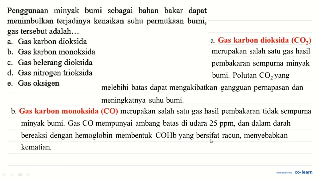 Penggunaan minyak bumi sebagai bahan bakar dapat