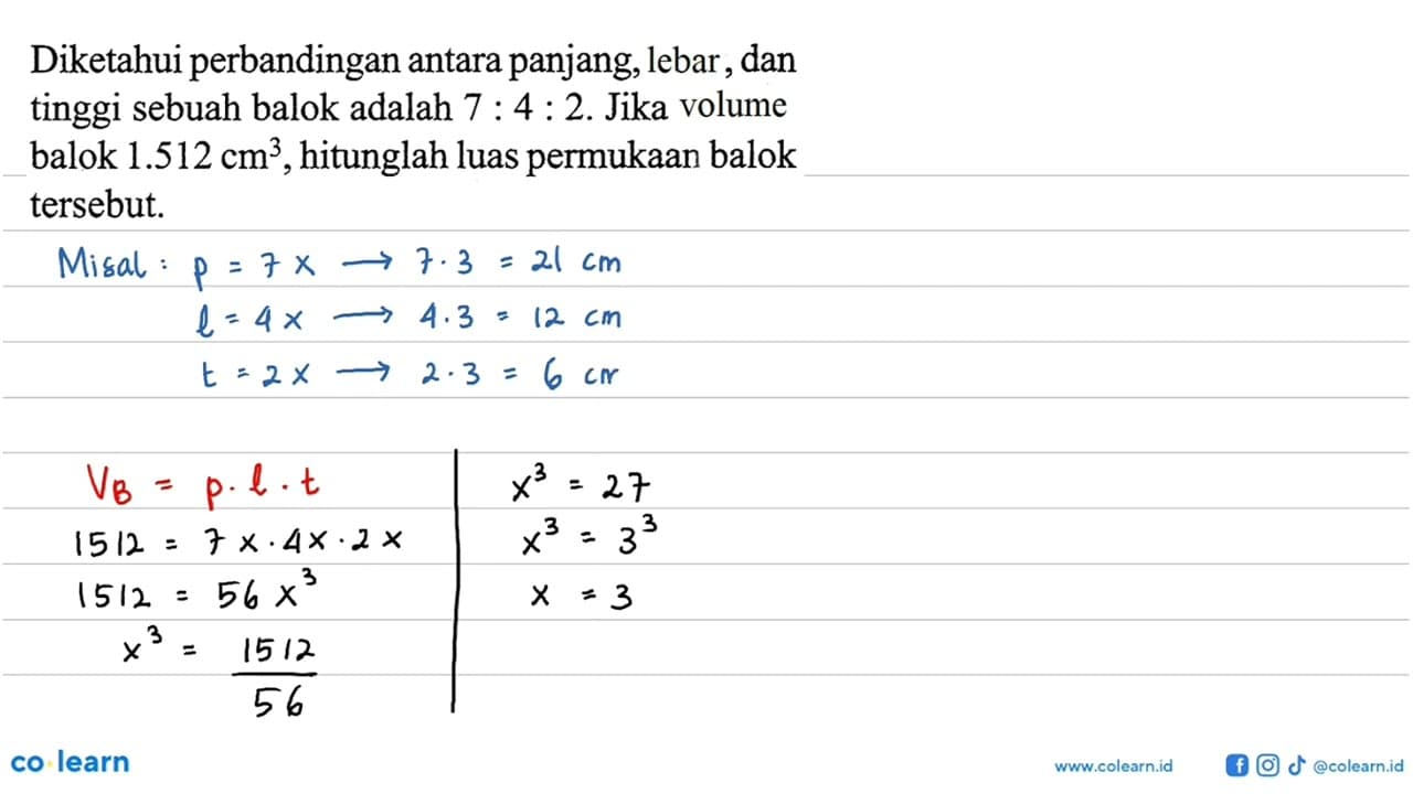 Diketahui perbandingan antara panjang, lebar, dan tinggi