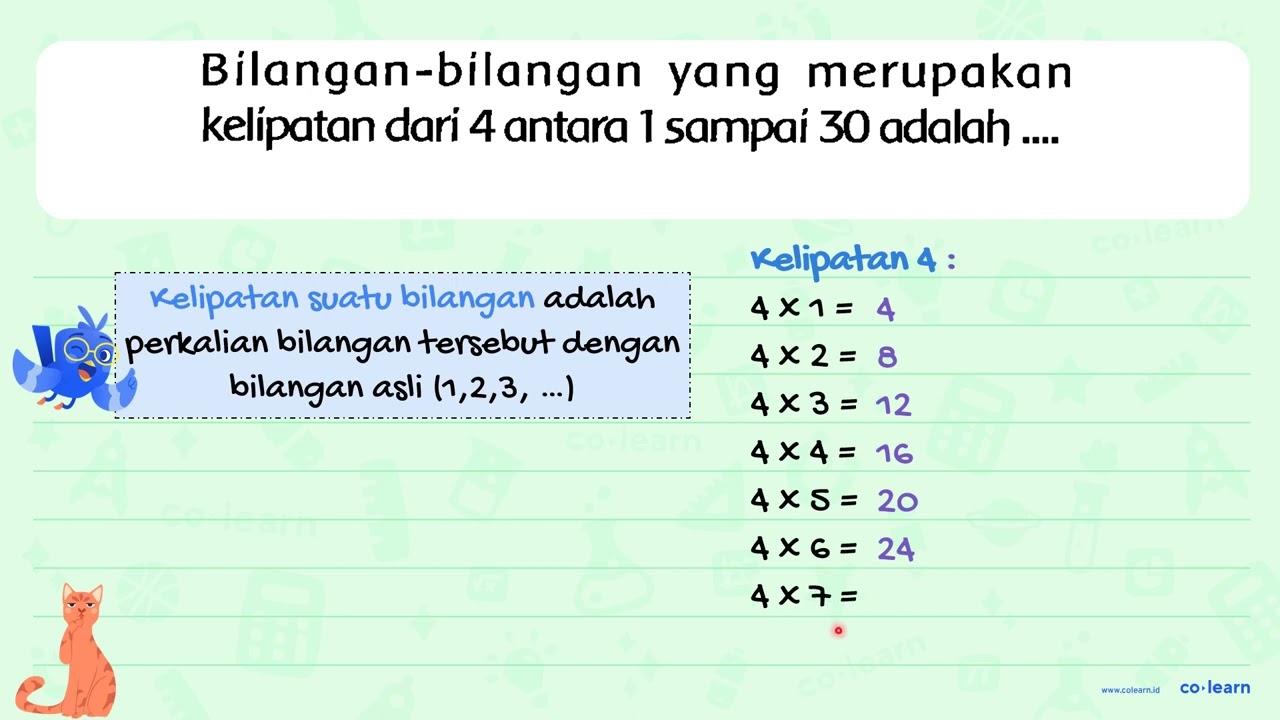 Bilangan-bilangan yang merupakan kelipatan dari 4 antara 1