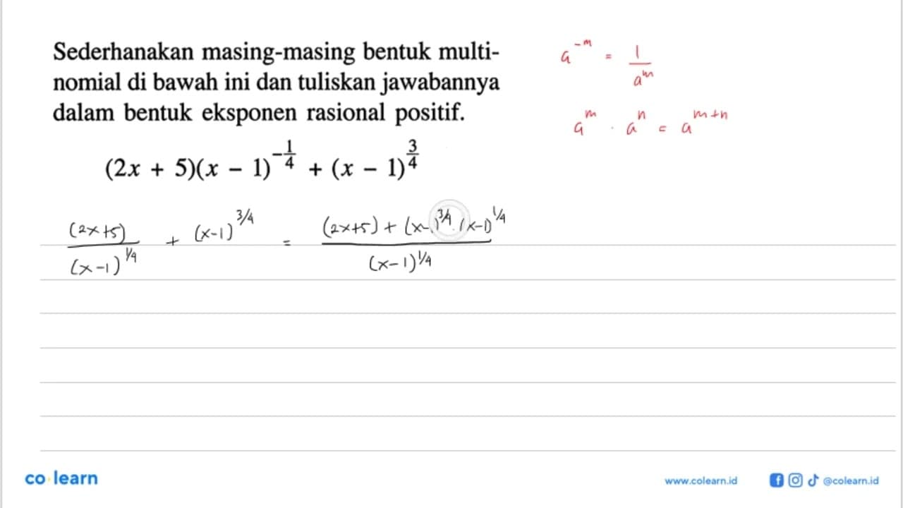 Sederhanakan masing-masing bentuk multi- nomial di bawah