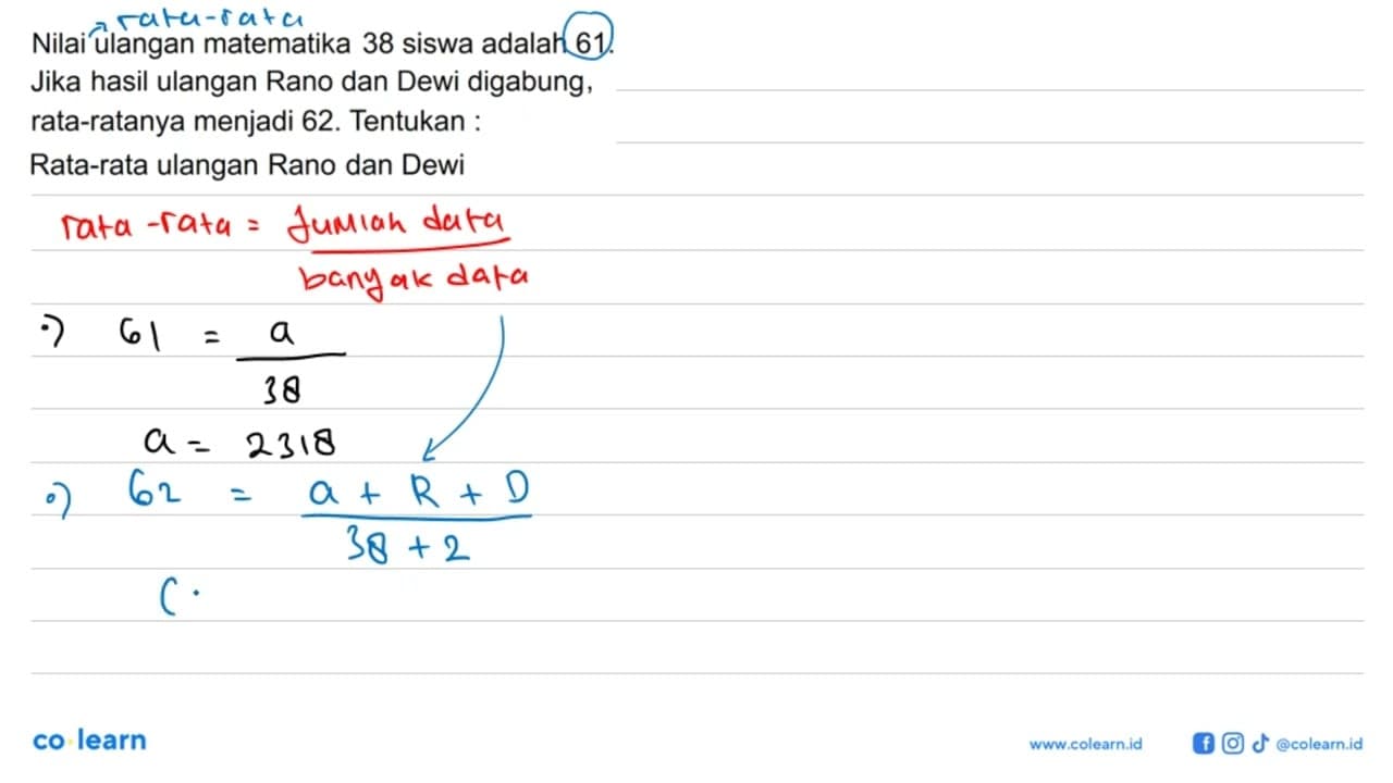 Nilai ulangan matematika 38 siswa adalah 61_ Jika hasil