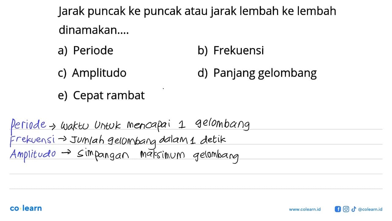 Jarak puncak ke puncak atau jarak lembah ke lembah