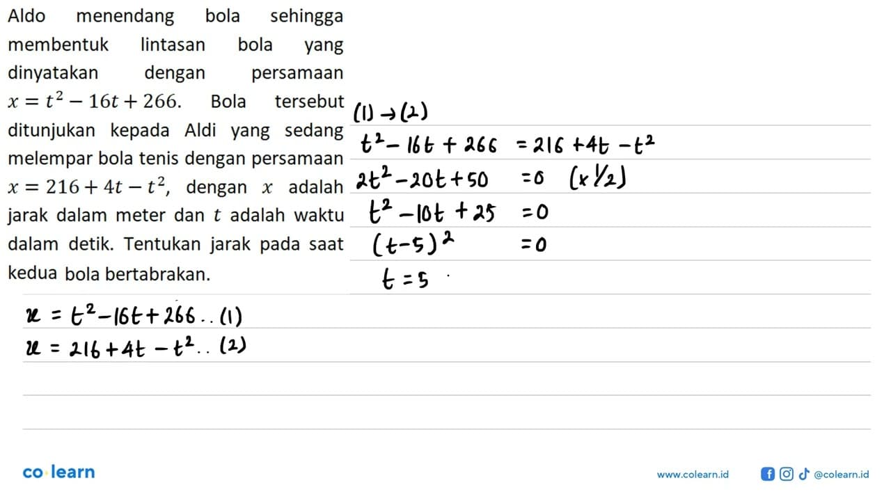 Aldo menendang bola sehingga membentuk lintasan bola yang