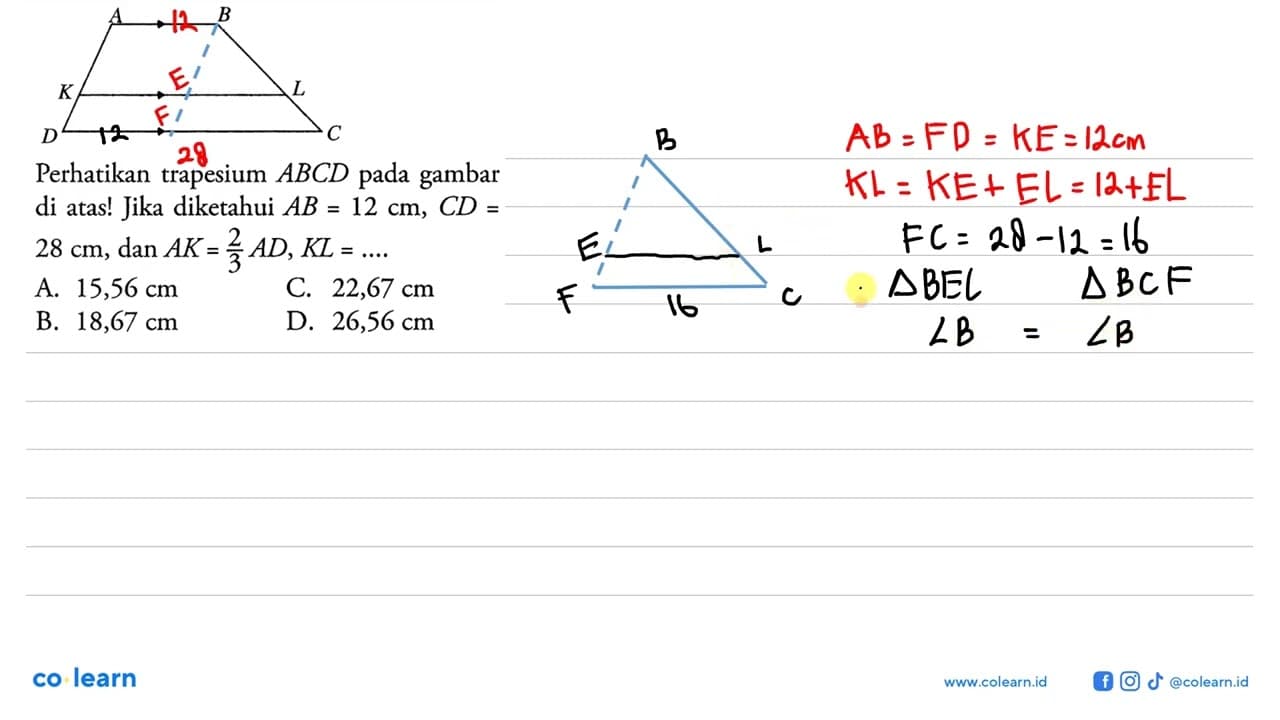 Perhatikan trapesium ABCD pada gambar di atas! Jika