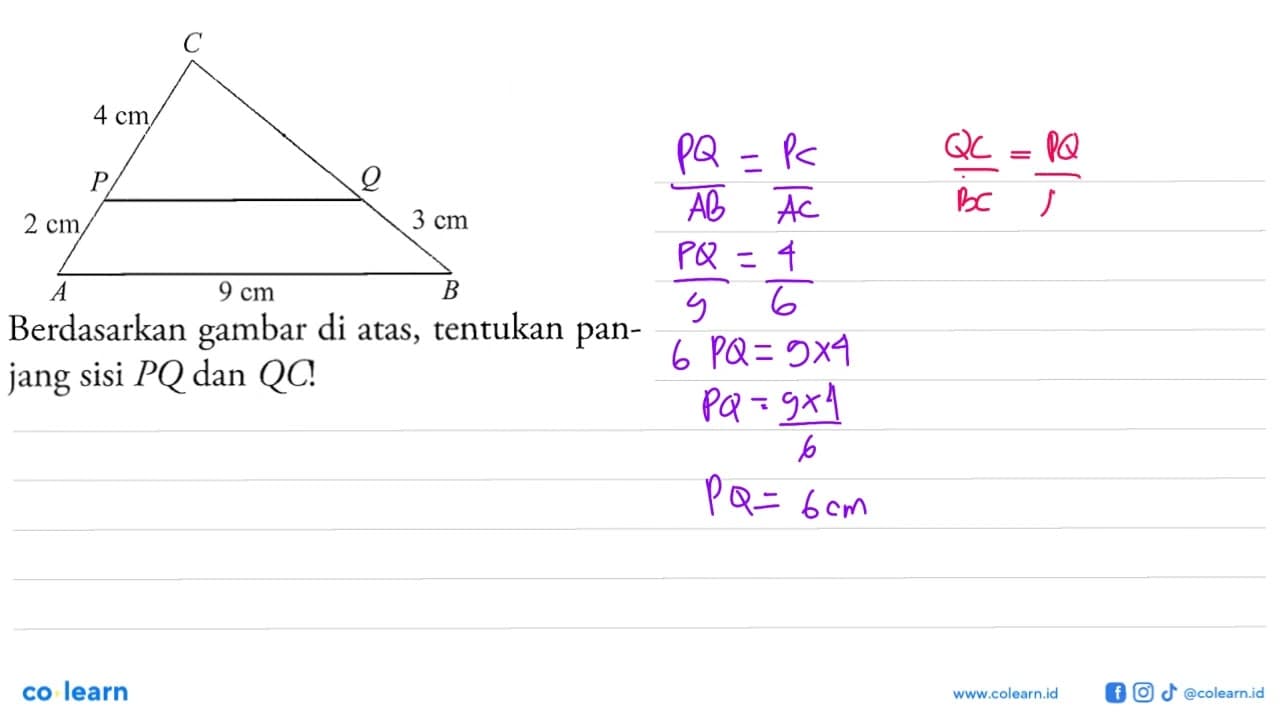Berdasarkan gambar di atas, tentukan panjang sisi PQ dan