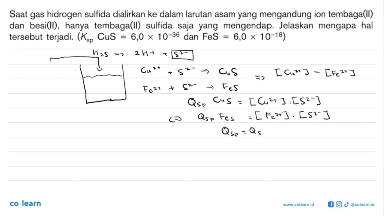 Saat gas hidrogen sulfida dialirkan ke dalam larutan asam