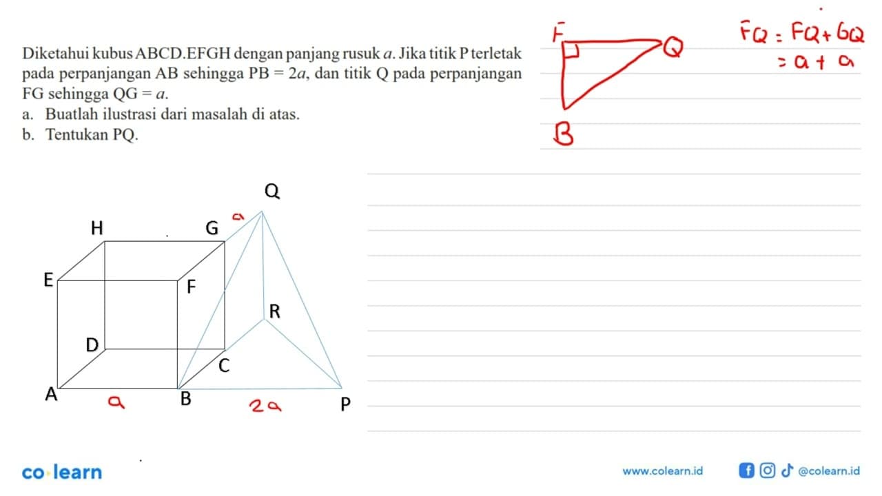 Diketahui kubus ABCD EFGH dengan panjang rusuk a. Jika