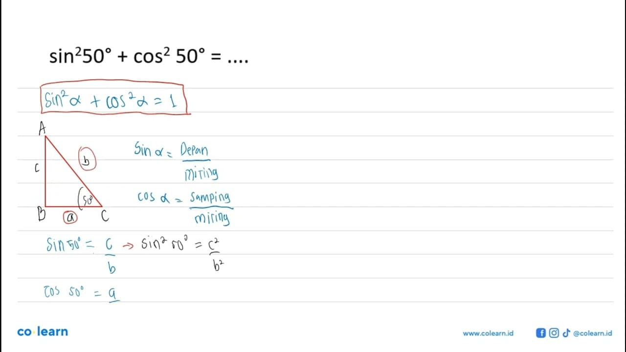 sin^2(50)+cos^2(50)=....