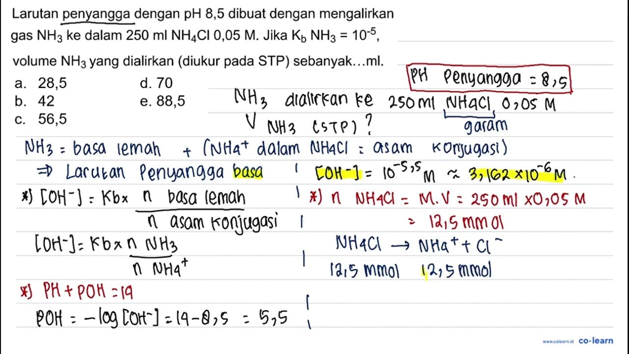 Larutan penyangga dengan pH 8,5 dibuat dengan mengalirkan