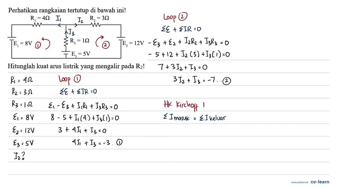 Perhatikan rangkaian tertutup di bawah ini! R1 = 4 Ohm R2 =