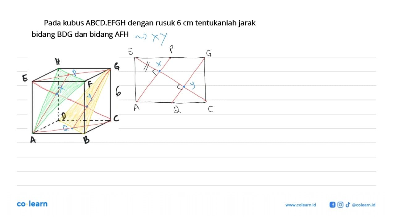 Pada kubus ABCD.EFGH dengan rusuk 6 cm tentukanlah jarak