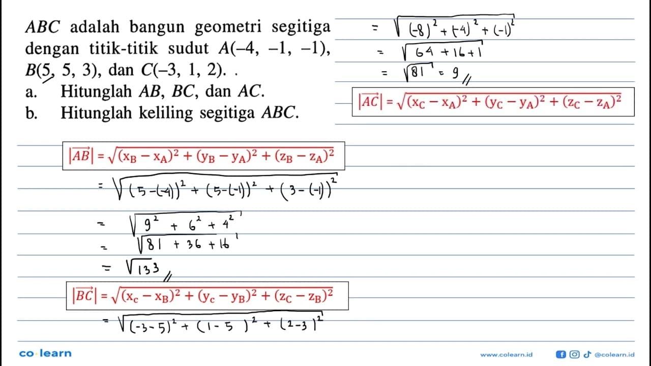 ABC adalah bangun geometri segitiga dengan titik-titik