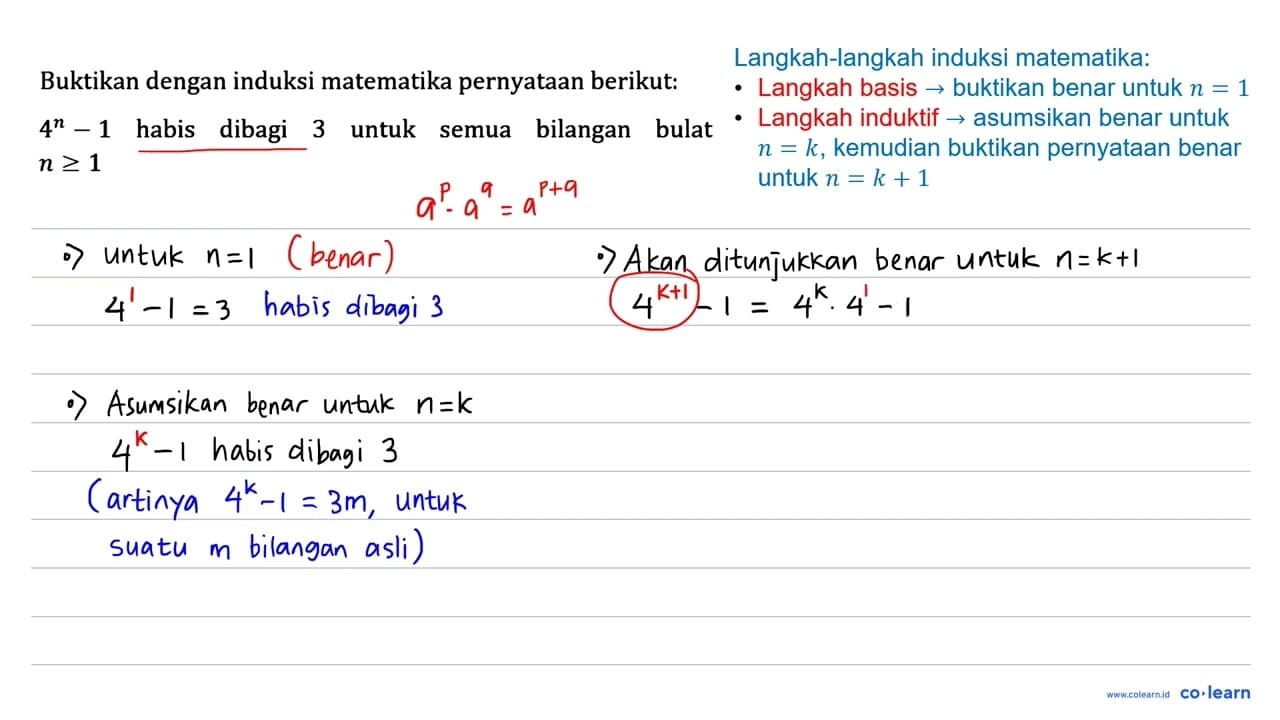 Buktikan dengan induksi matematika pernyataan berikut: