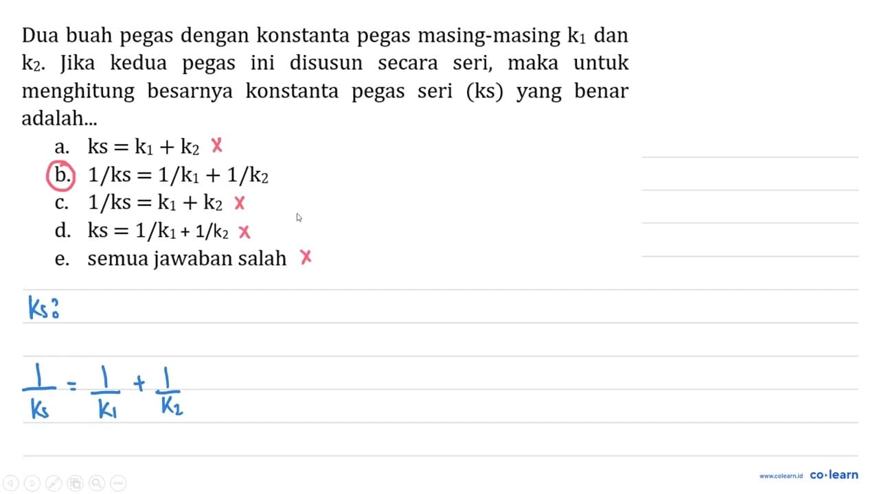 Dua buah pegas dengan konstanta pegas masing-masing k_(1)