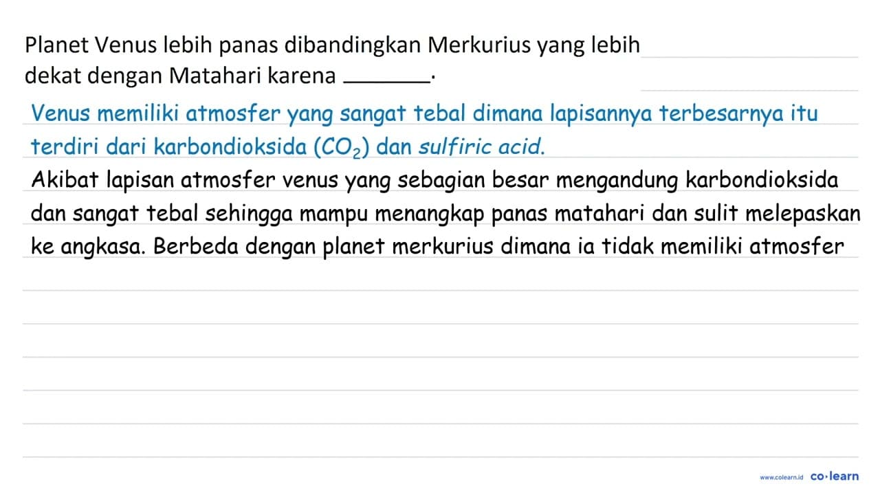 Planet Venus lebih panas dibandingkan Merkurius yang lebih