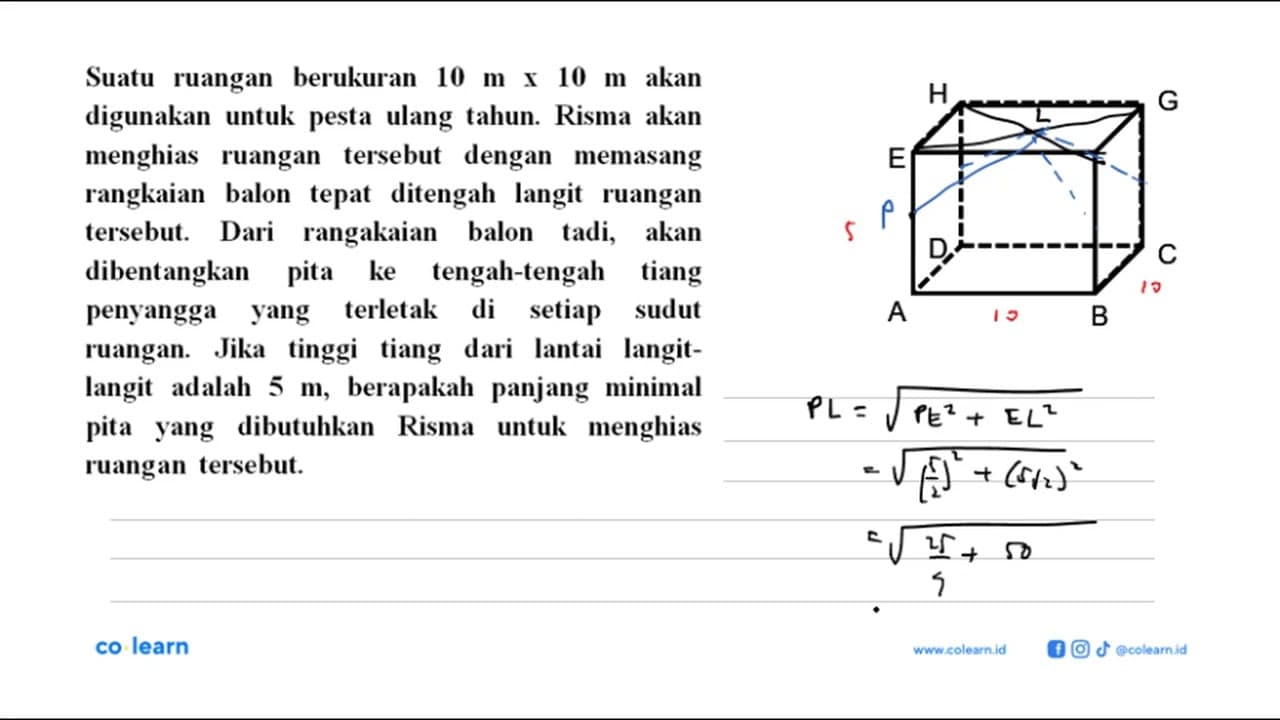 Suatu ruangan berukuran 10 m x 10 m akan digunakan untuk
