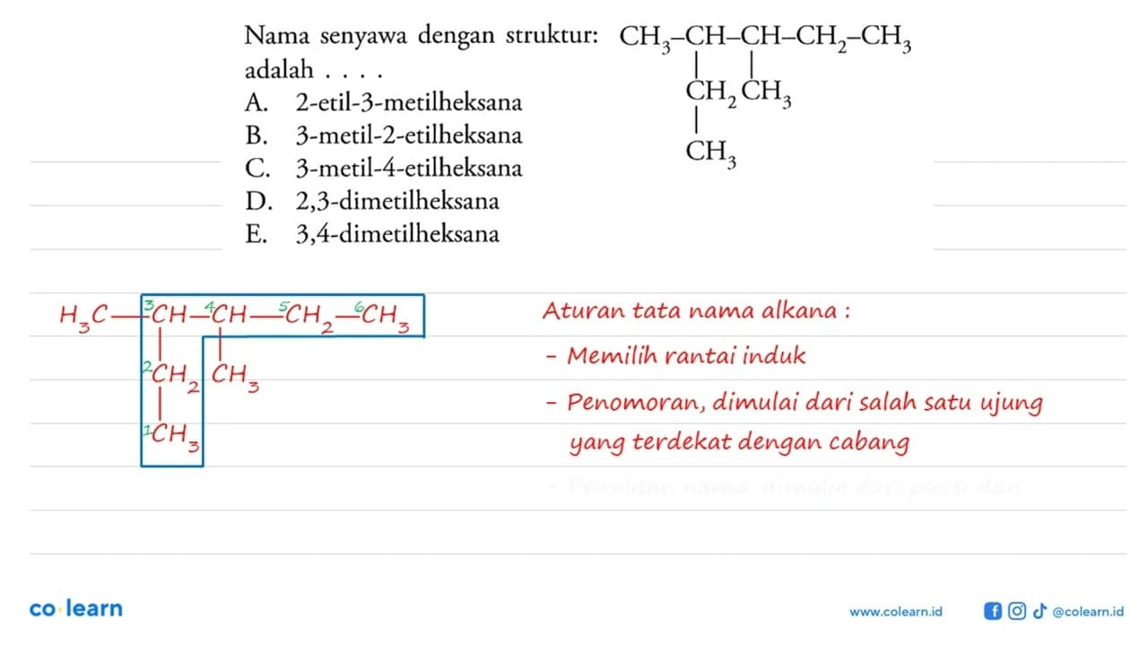 Nama senyawa dengan struktur: CH3-CH-CH-CH2-CH3 CH2 CH3 CH3