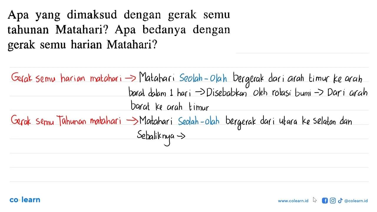 Apa yang dimaksud dengan gerak semu tahunan Matahari? Apa