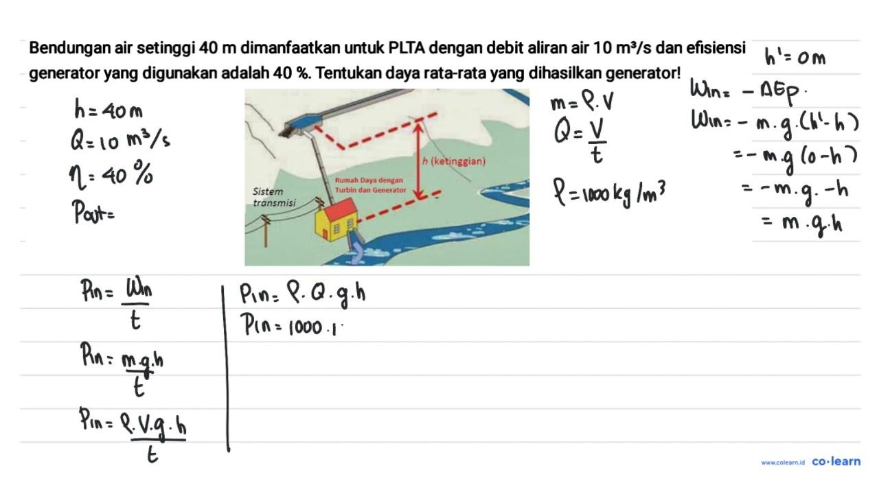 Bendungan air setinggi 40 m dimanfaatkan untuk PLTA dengan