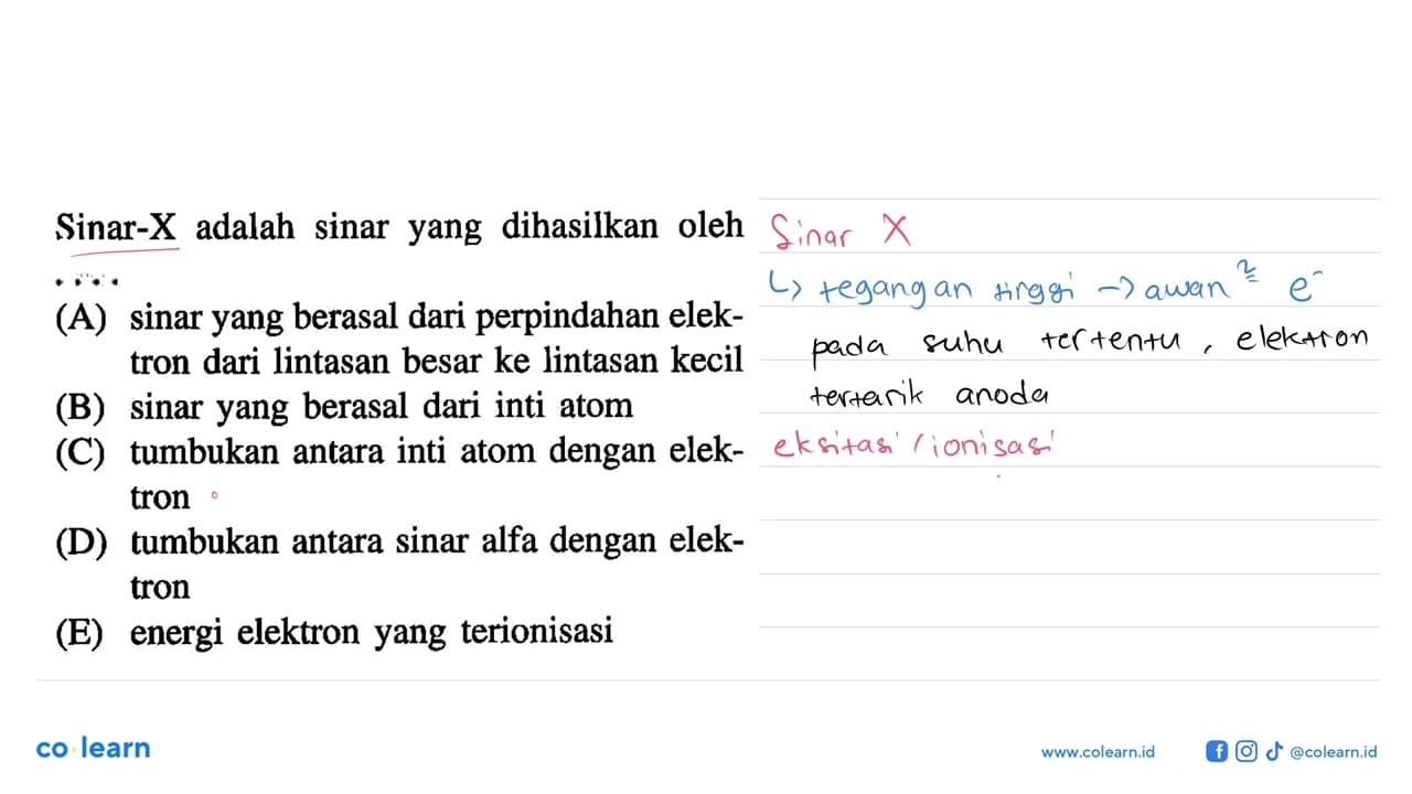 Sinar-X adalah sinar yang dihasilkan oleh ....