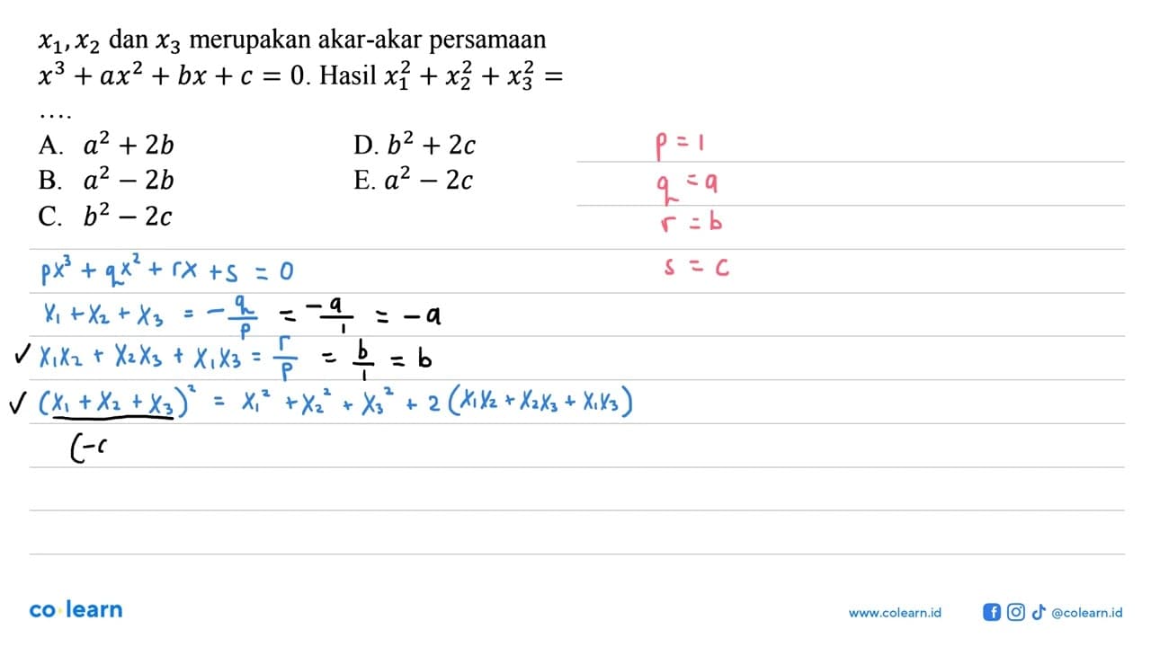 x1, x2 dan x3 merupakan akar-akar persamaan