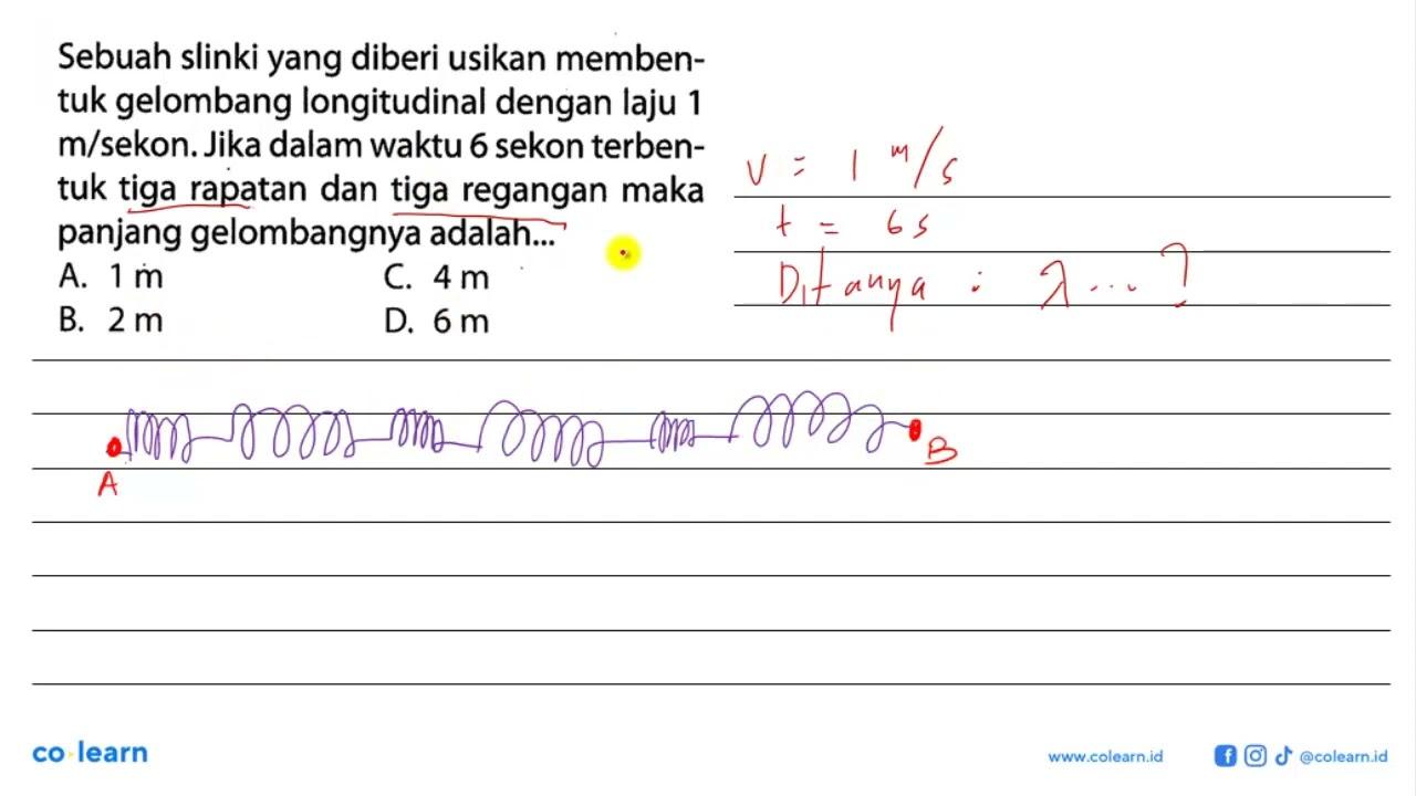 Sebuah slinki yang diberi usikan membentuk gelombang