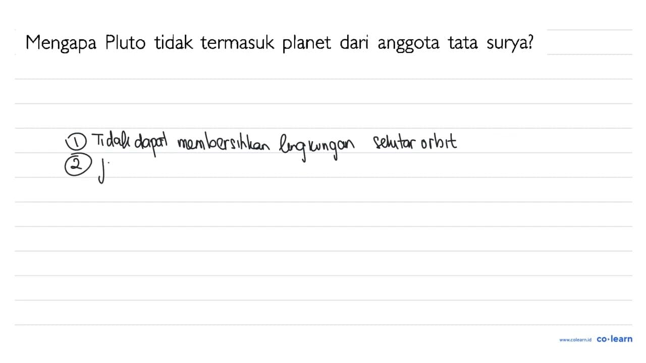 Mengapa Pluto tidak termasuk planet dari anggota tata