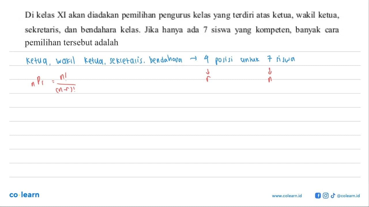 Di kelas XI akan diadakan pemilihan pengurus kelas yang