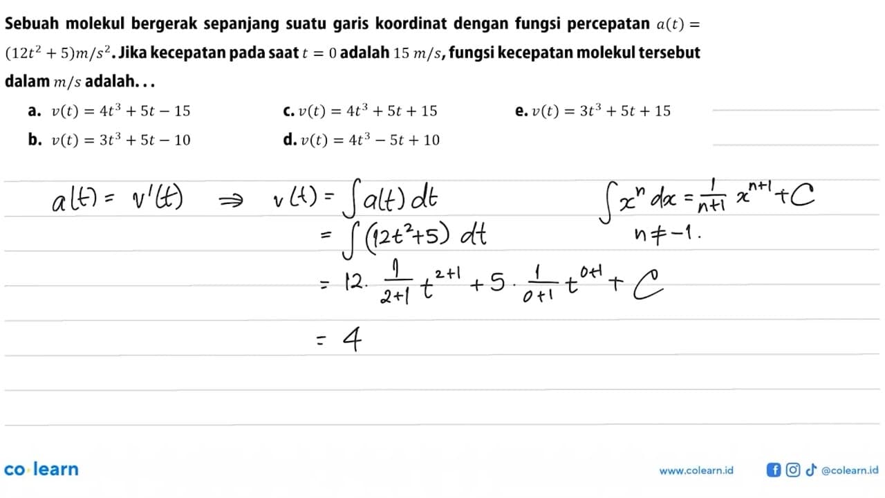 Sebuah molekul bergerak sepanjang suatu garis koordinat