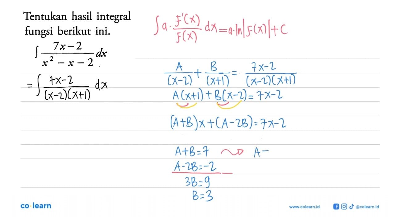 Tentukan hasil integral fungsi berikut ini. integral