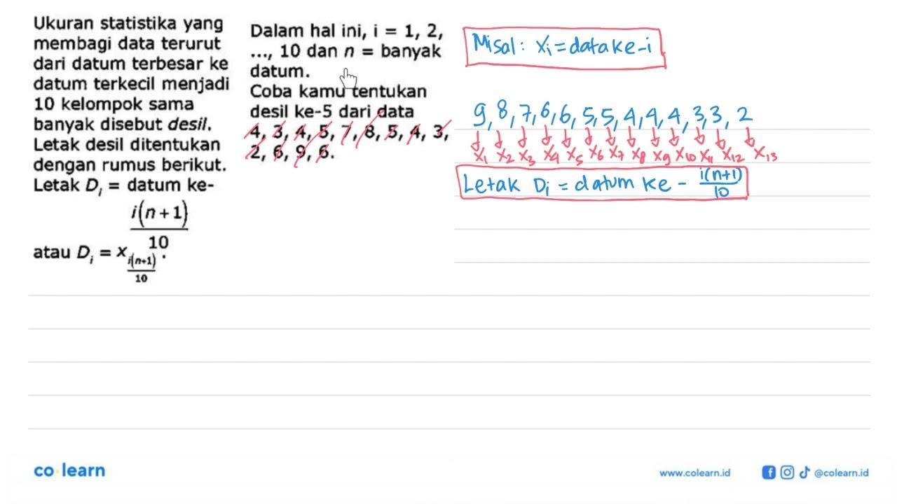 Ukuran statistika yang membagi data terurut dari datum