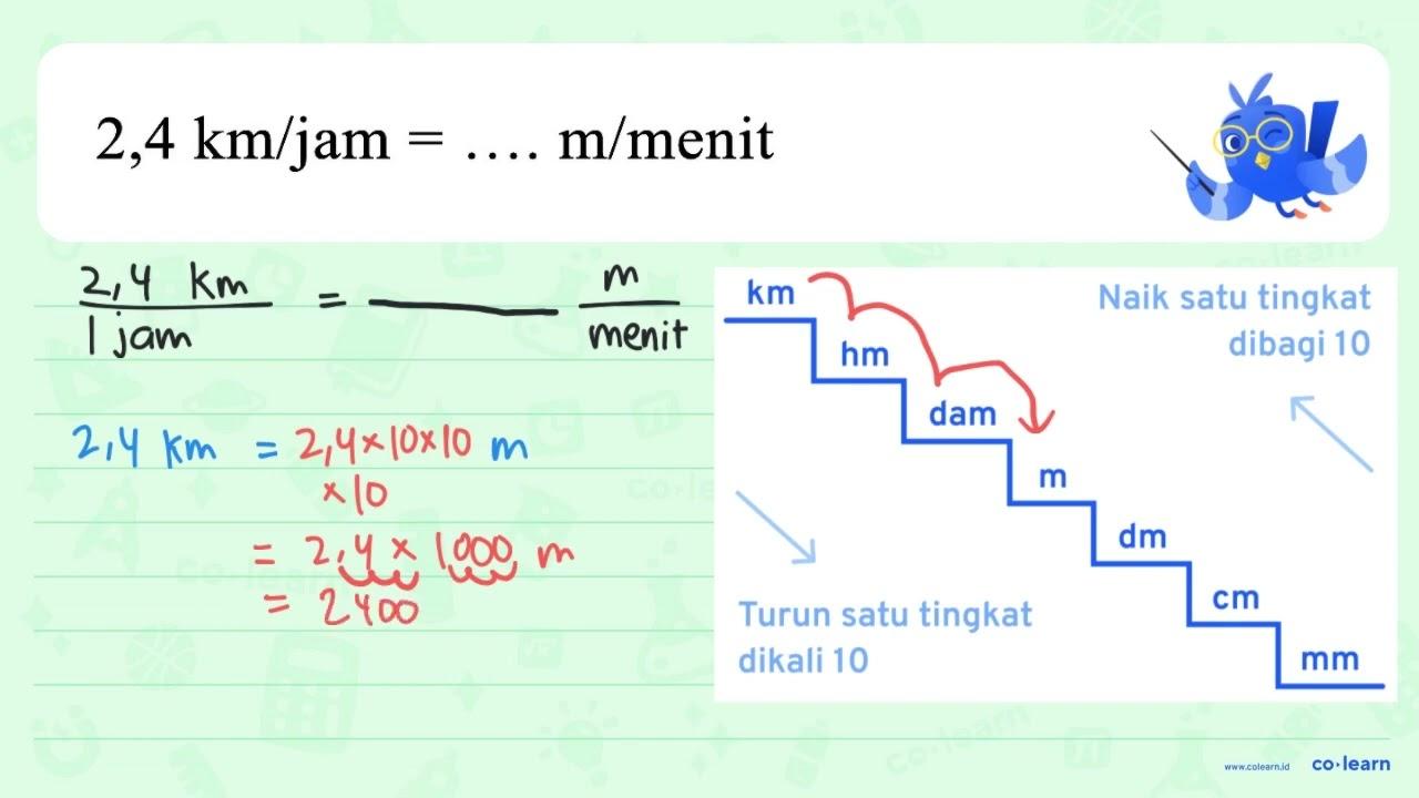 2,4 km/jam=.... m/menit