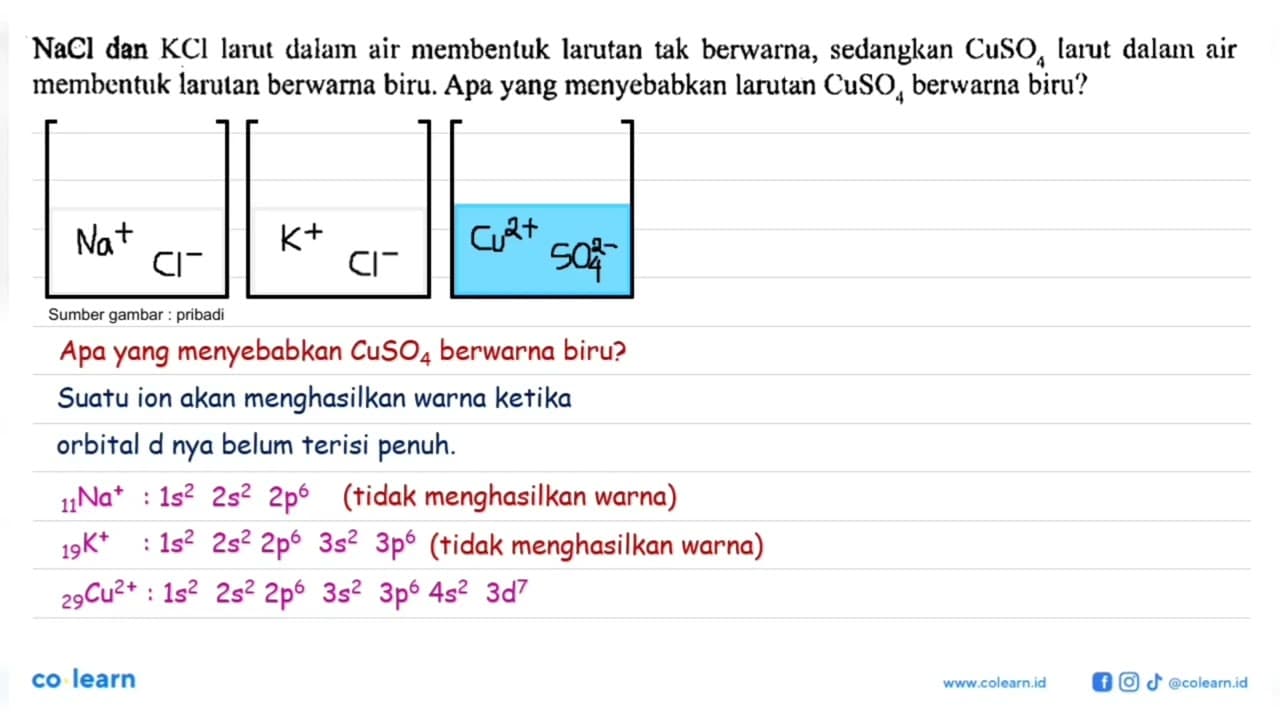 NaCl dan KCl larut dalam air membentuk larutan tak