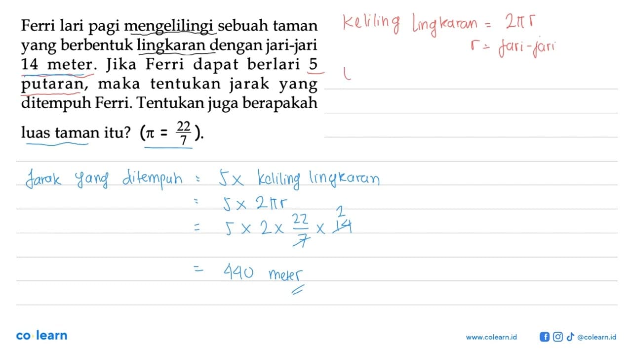 Ferri lari pagi mengelilingi sebuah taman yang berbentuk