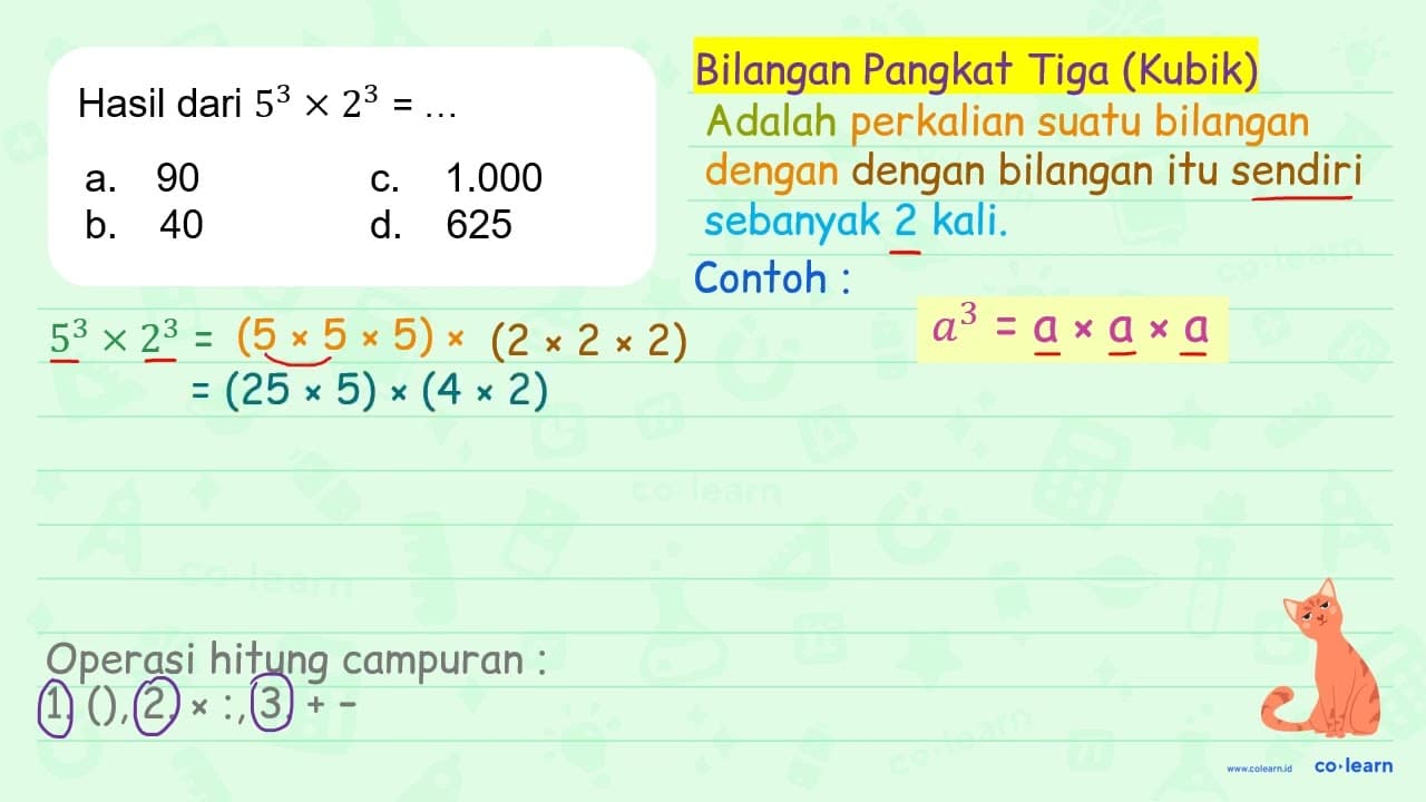 Hasil dari 5^3 x 2^3=...