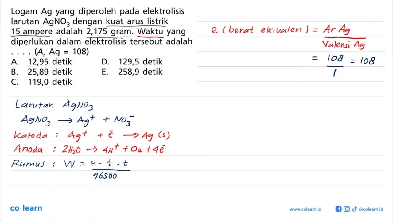 Logam Ag yang diperoleh pada elektrolisis larutan AgNO3