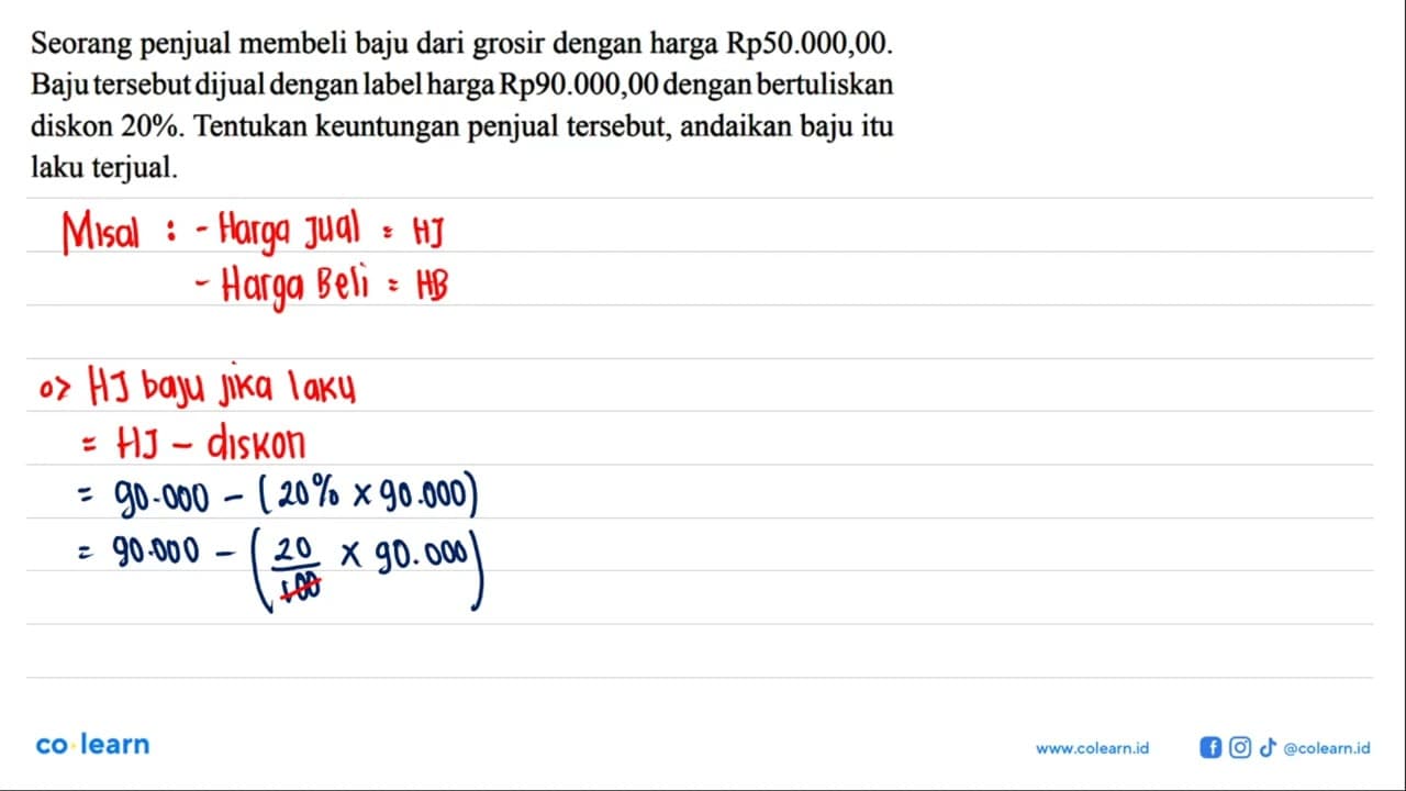 Seorang penjual membeli baju dari grosir dengan harga