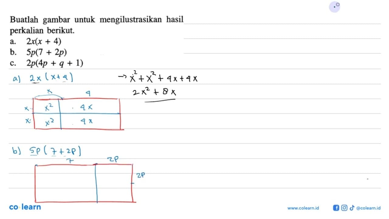 Buatlah gambar untuk mengilustrasikan hasil perkalian