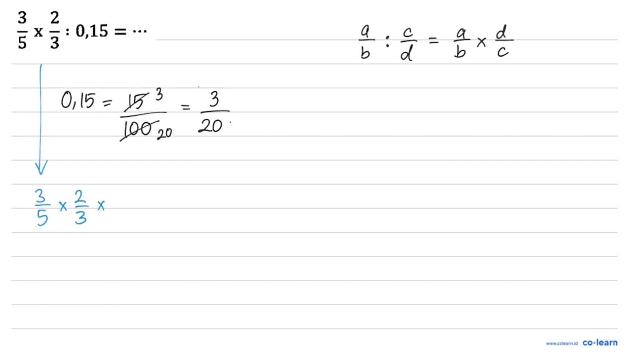 (3)/(5) x (2)/(3): 0,15=..