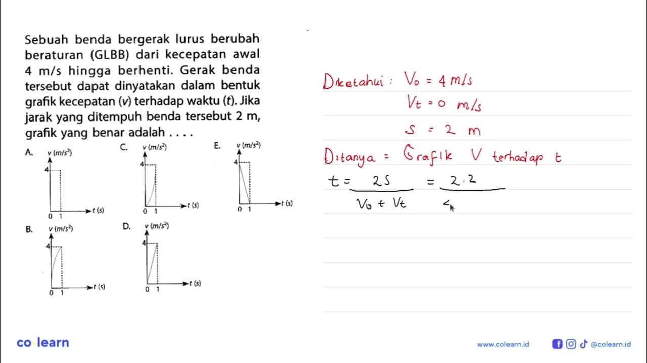 Sebuah benda bergerak lurus berubah beraturan (GLBB) dari