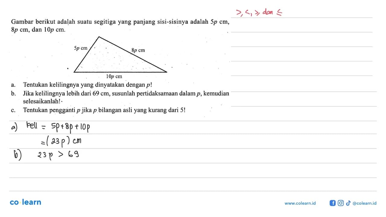 Gambar berikut adlaah sutau segitiga yang panjang sisi -