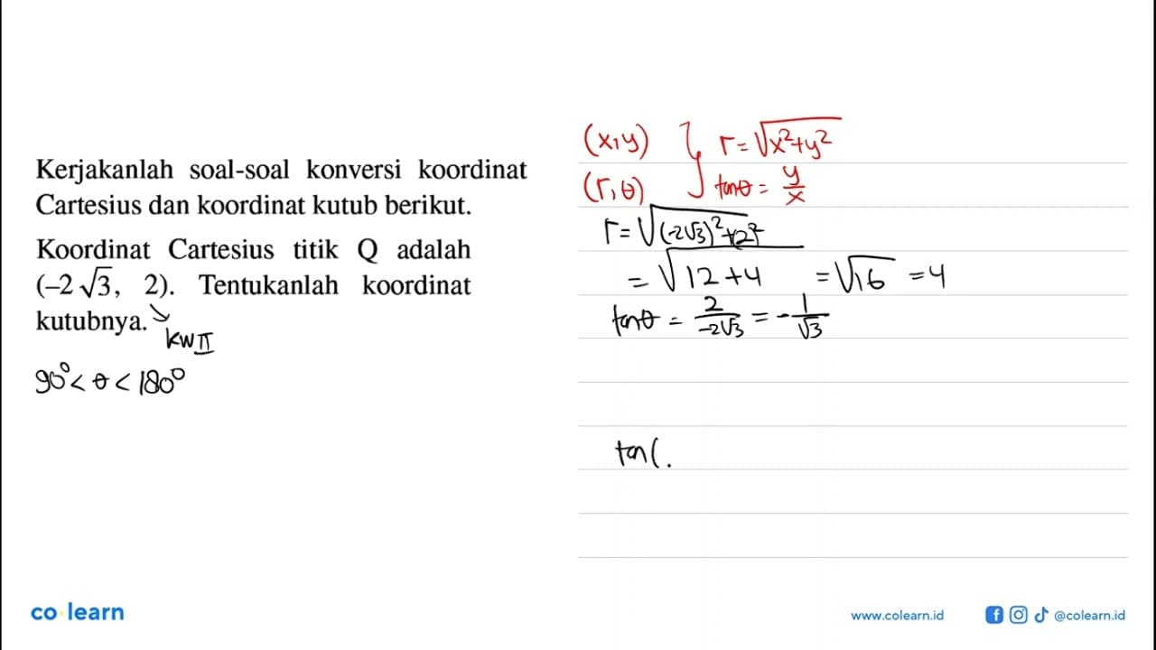 Kerjakanlah soal-soal konversi koordinat Cartesius dan