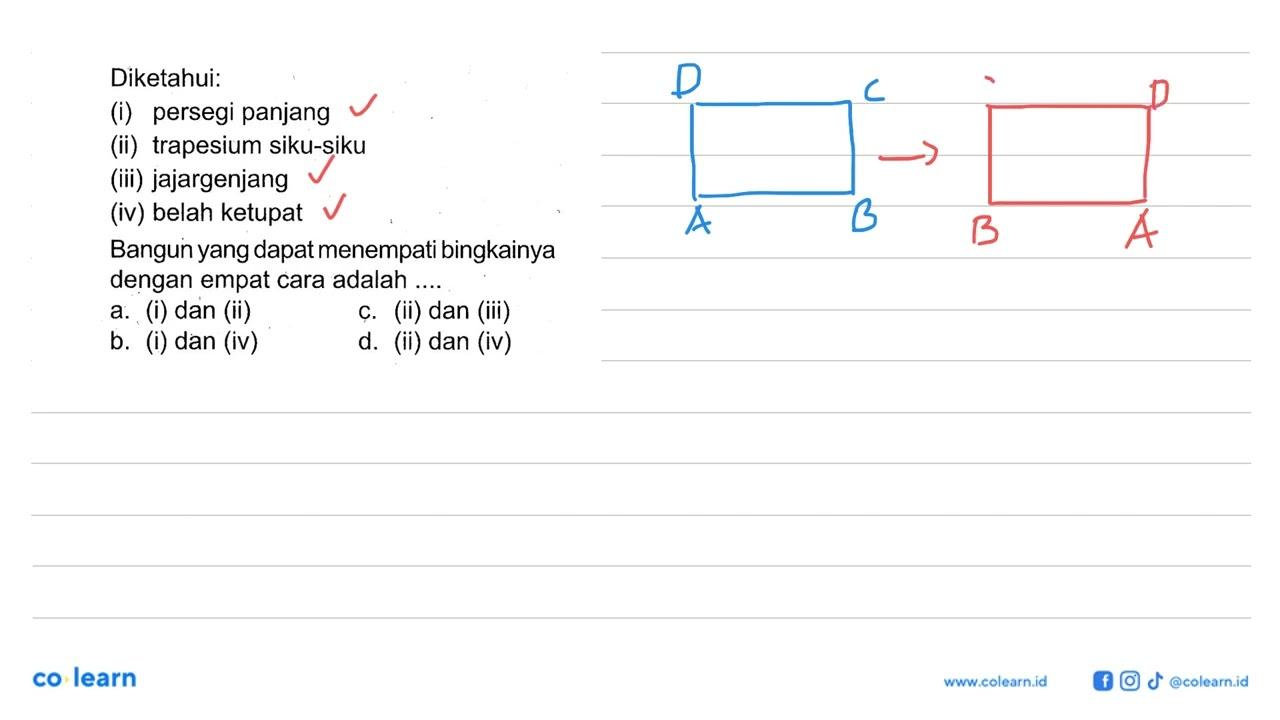 Diketahui: (i) persegi panjang (ii) trapesium siku-siku