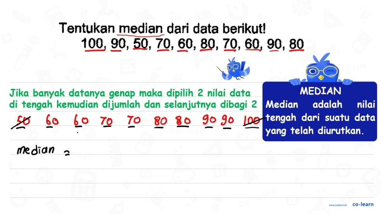 Tentukan median dari data berikut!